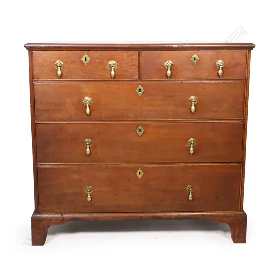 A Georgian five drawer flat front chest,
