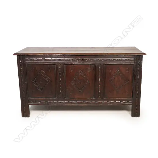 An 18thC oak coffer,