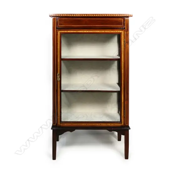 A Sheraton style small glazed display cabinet,