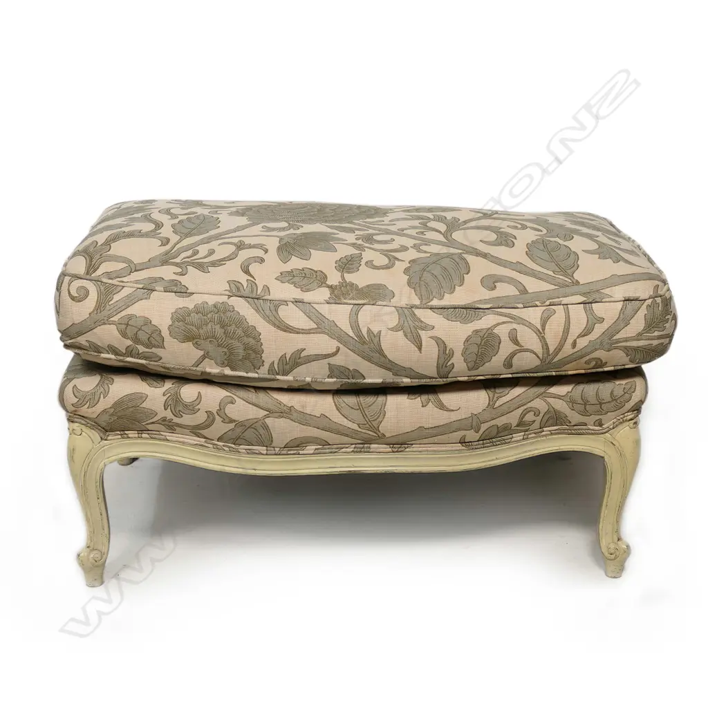 A pair of  Designers Guild French style bergère armchairs with one matching stool, Image 1++