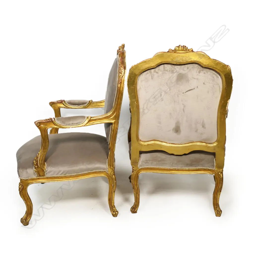 A pair of mid 20thC French antique style fauteuil armchairs, Image 1++