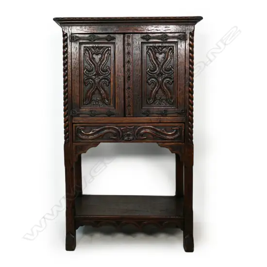 A 17thC style Dutch oak kitchen cabinet,