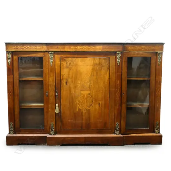 A small Victorian walnut breakfront sideboard,