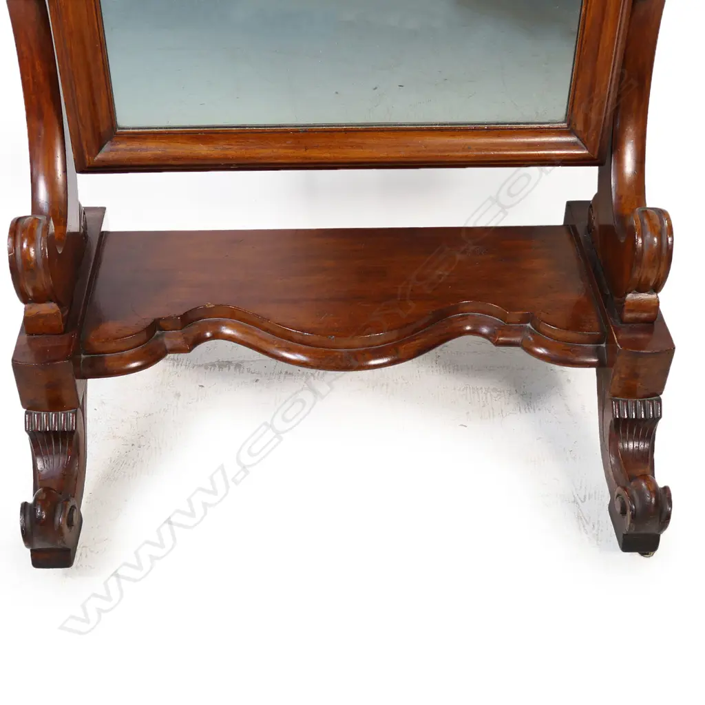 A Victorian mahogany cheval mirror, Image 1++