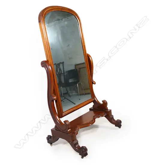 A Victorian mahogany cheval mirror,