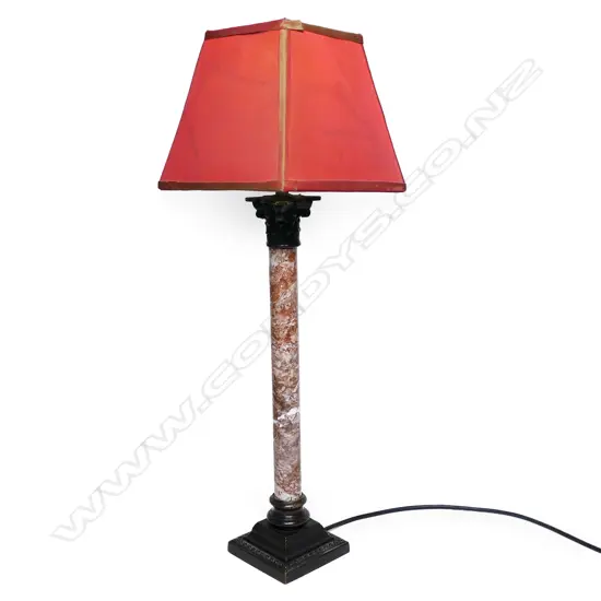 A marble and bronze table lamp,