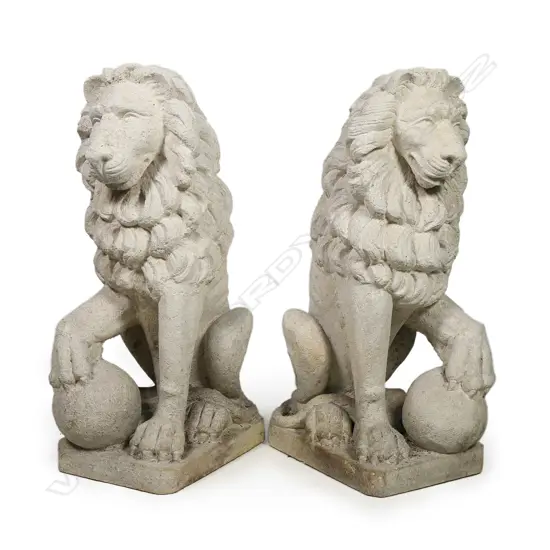 A pair of Portland stone lions,