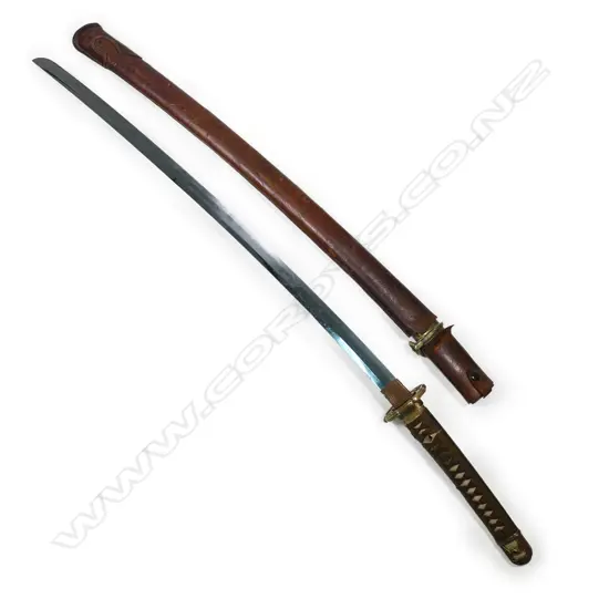 A Japanese WWII katana sword in scabbard,