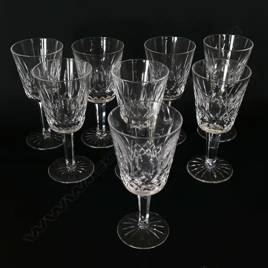 A set of eight Waterford crystal wine glasses,