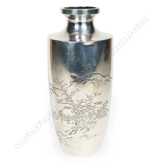 A fine Japanese Meiji silver vase,