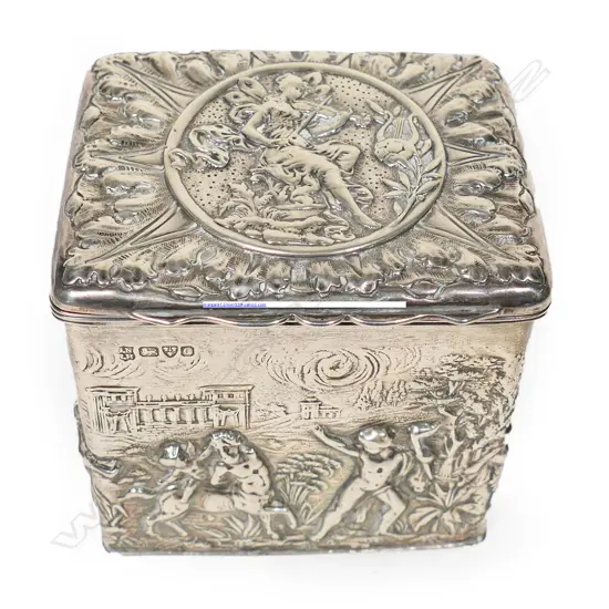 Sterling silver tea caddy,