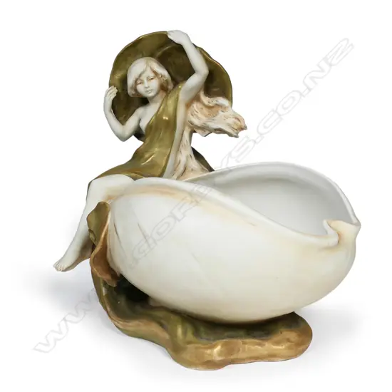 A Royal Dux nymph bowl,