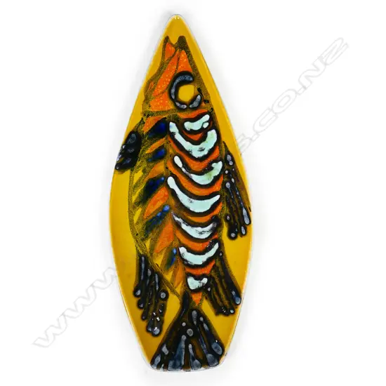A Delphis Poole stylised fish pottery ‘Spear' dish by Tony Morris,