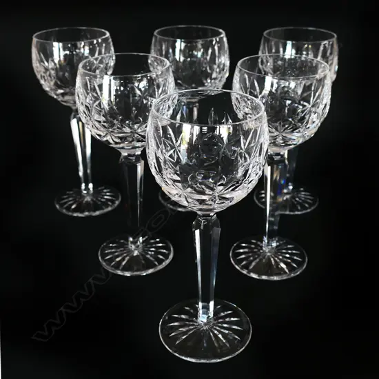 A set of six Waterford crystal hock glasses,