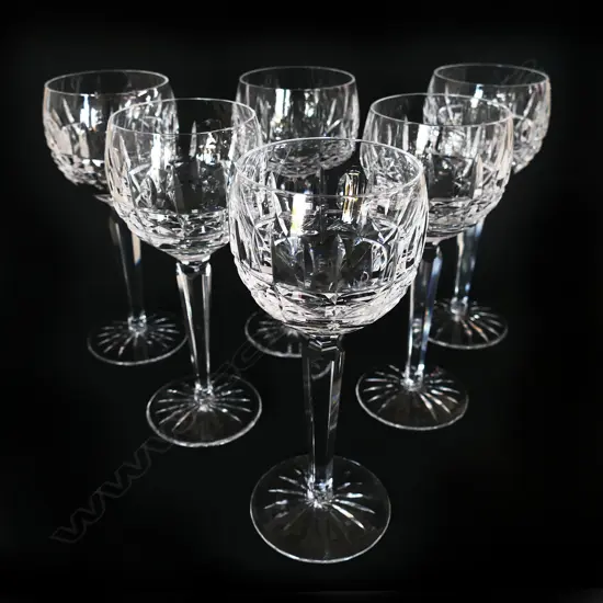 A set of six Waterford crystal hock glasses,