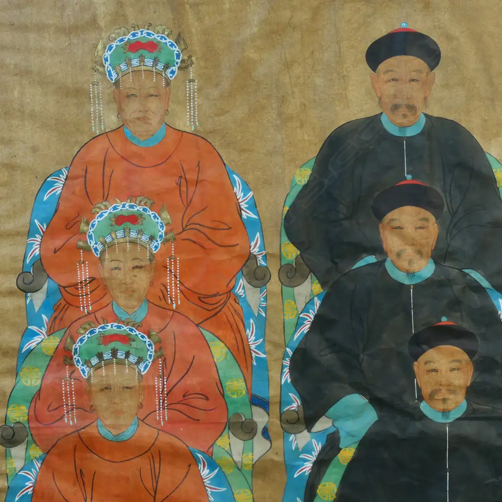A large late 19th/early 20thC Chinese ancestral painting, Image 1++