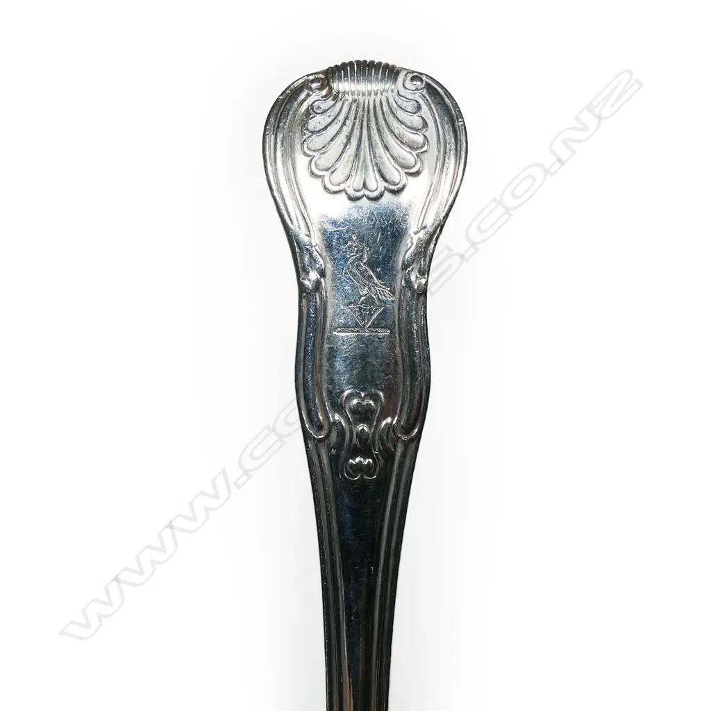 Eight Georgian silver dessert spoons. Image 1++