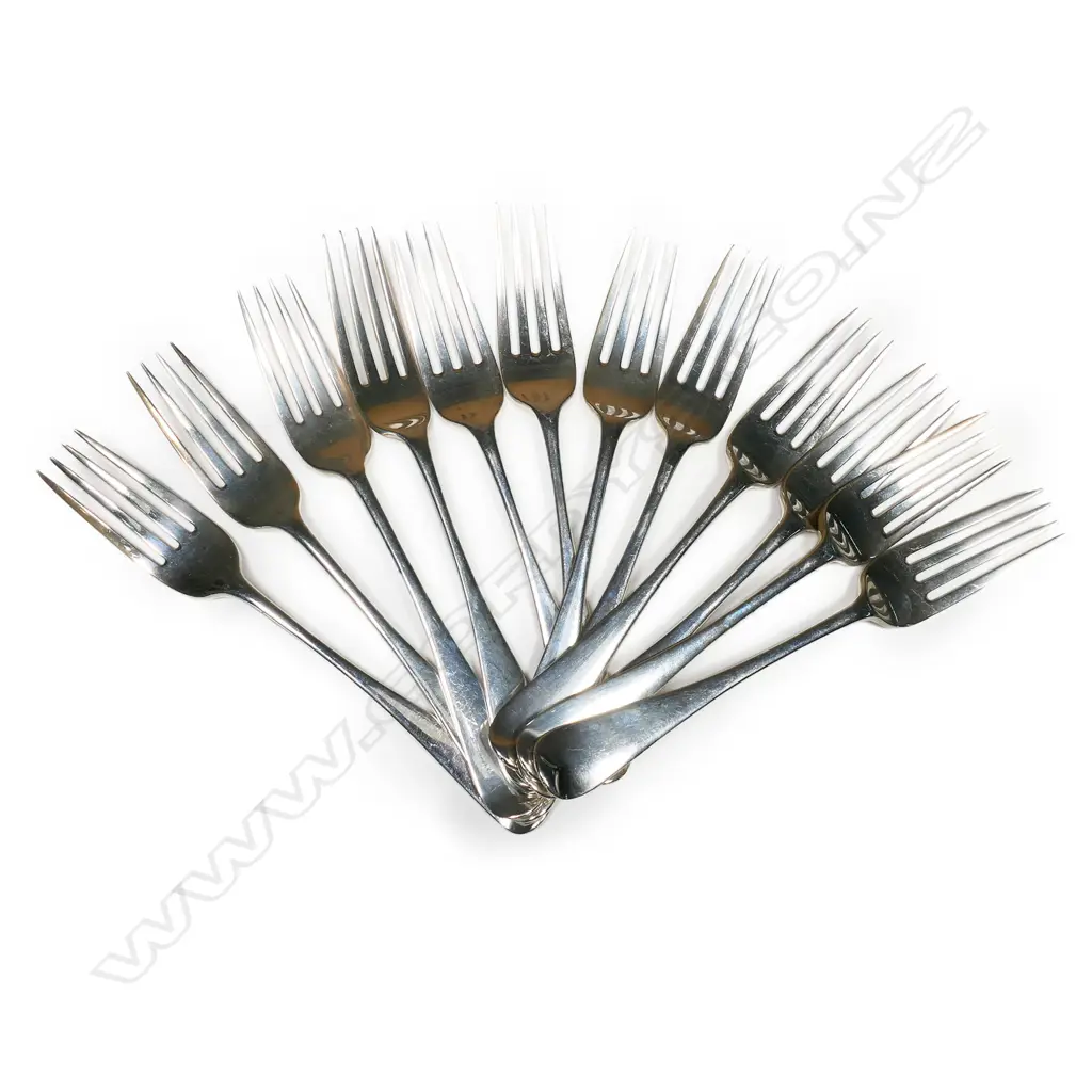 A set of twelve Victorian silver entree forks, Image 1++