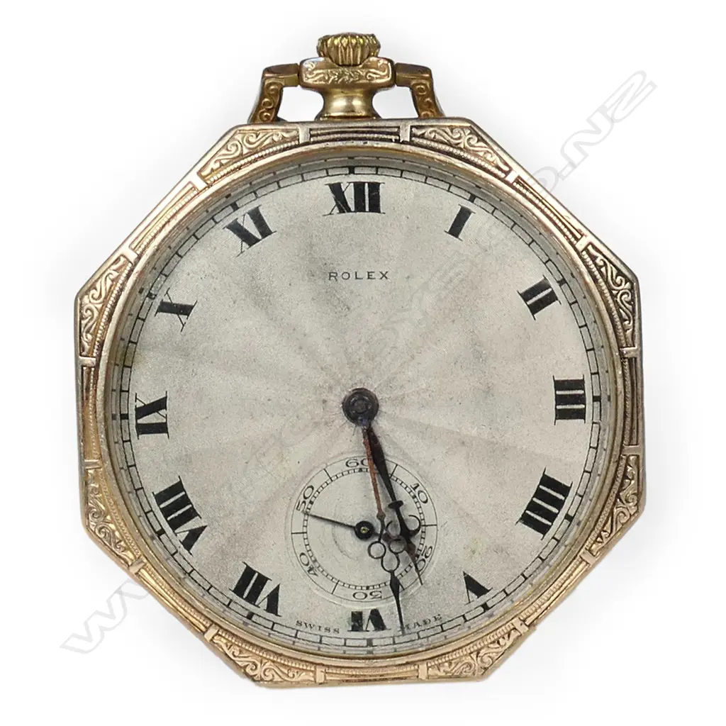 A 1930's Rolex rolled gold Art Deco pocket watch, Image 1++