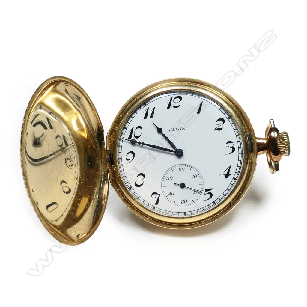 An early 20thC Elgin 14ct yellow gold hunter pocket watch, Image 1++