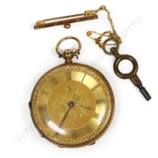 A Victorian 18ct gold open face gents pocket watch by W. Clarke & Sons,