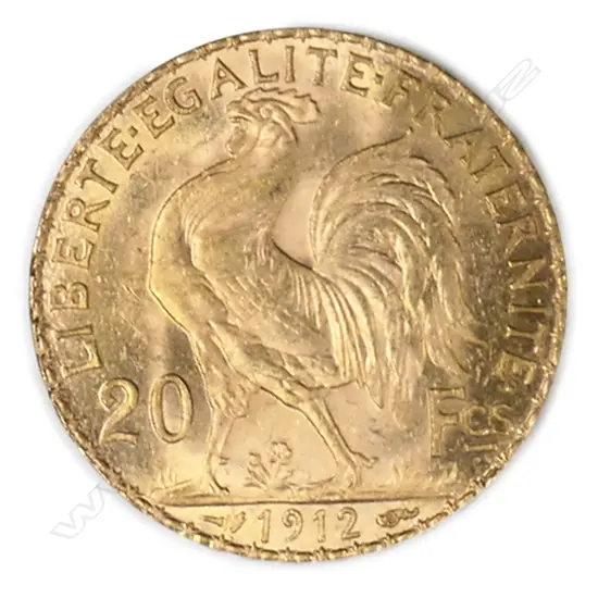 A1907 French gold rooster coin,