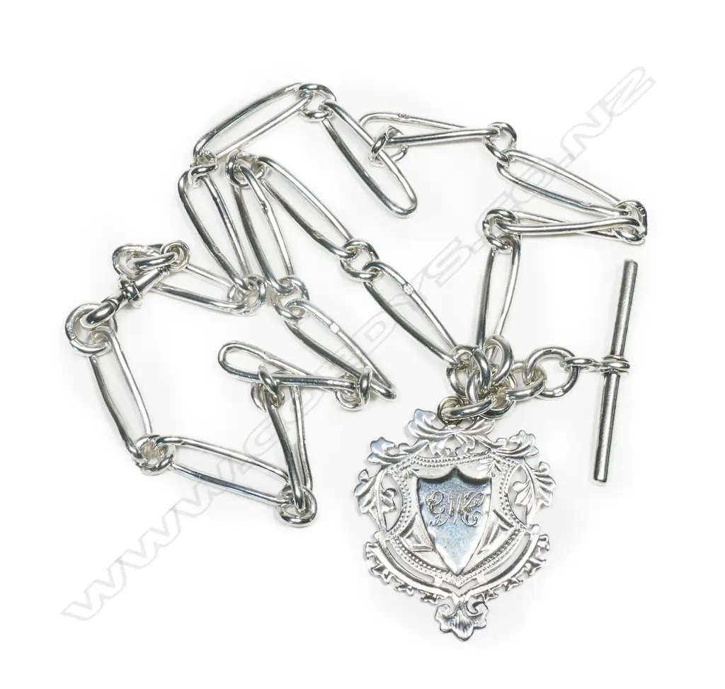 A c.1900 silver fob chain, Image 1++