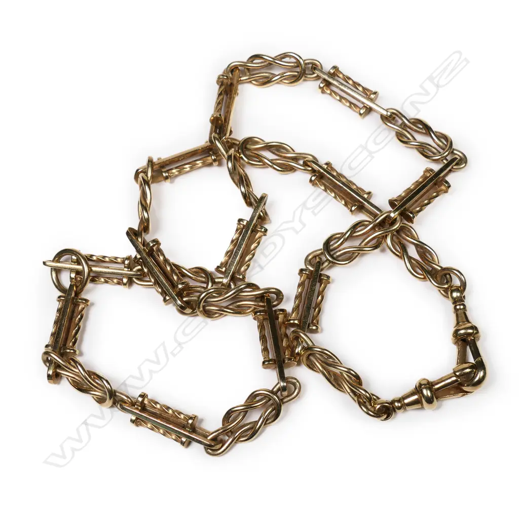 A c1900 9ct yellow gold fancy fob chain, Image 1++