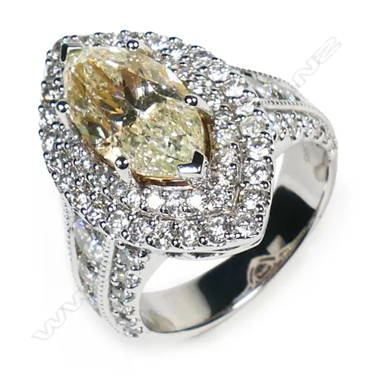 A 14ct white gold fancy yellow diamond statement ring,