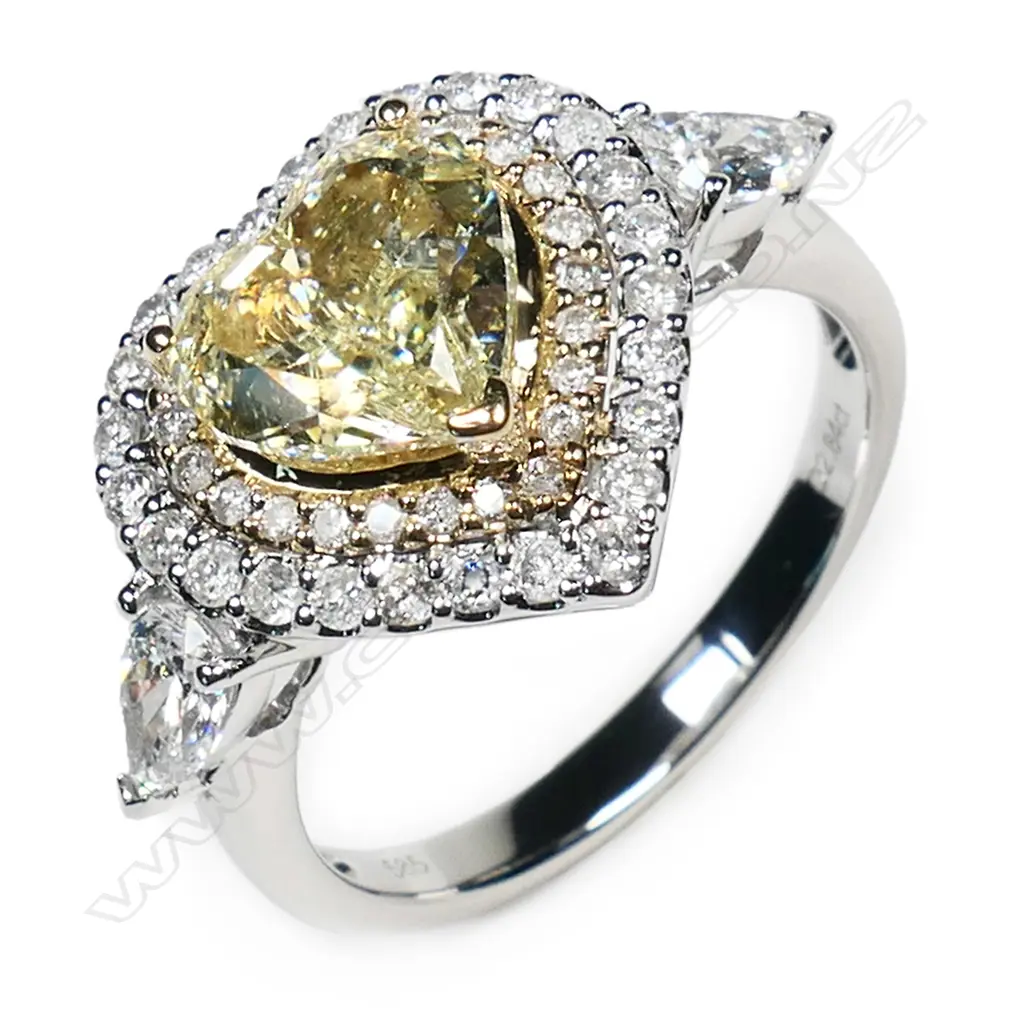 A 14ct white gold and diamond double halo ring, Image 1++