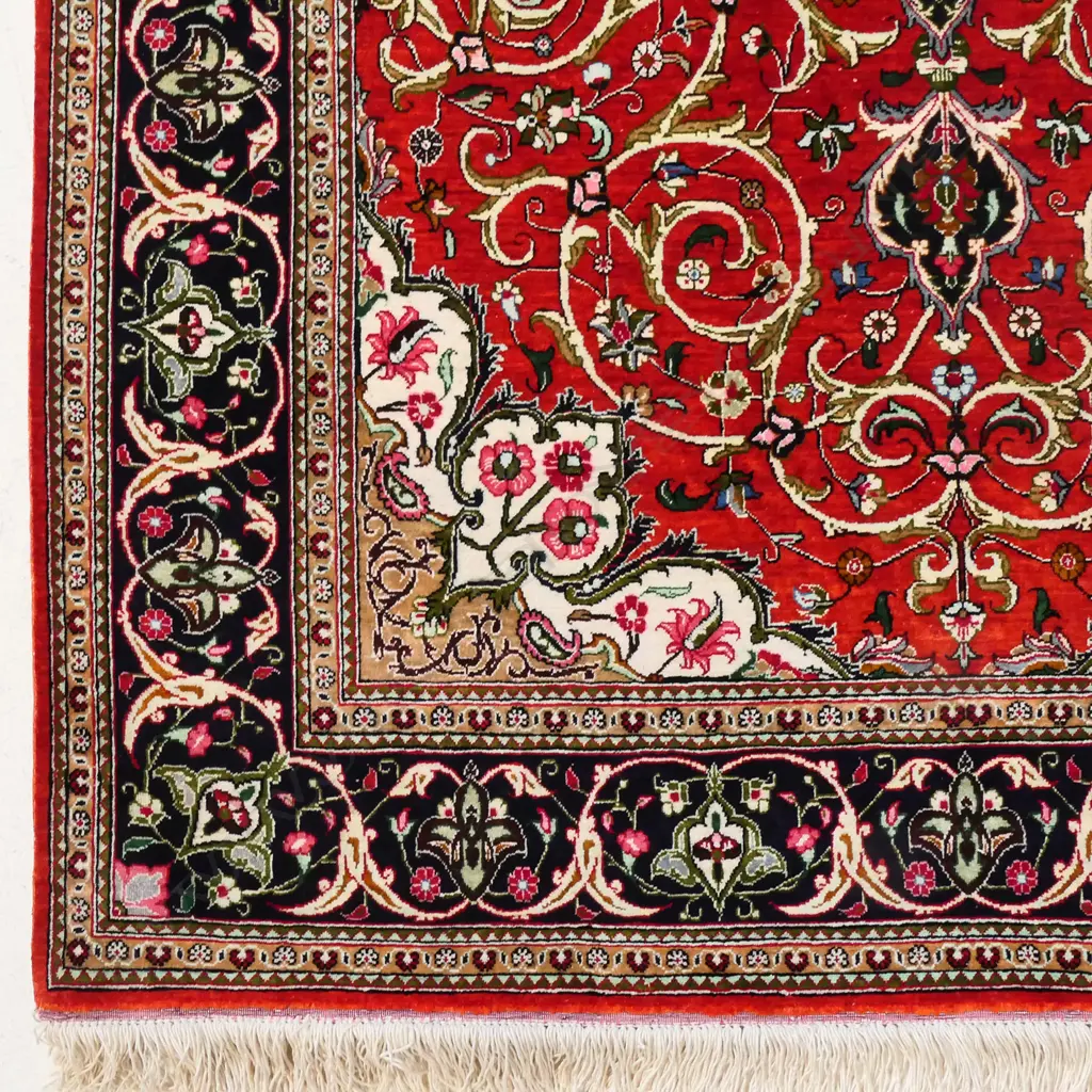 #A Persian hand-knotted silk rug Image 1++