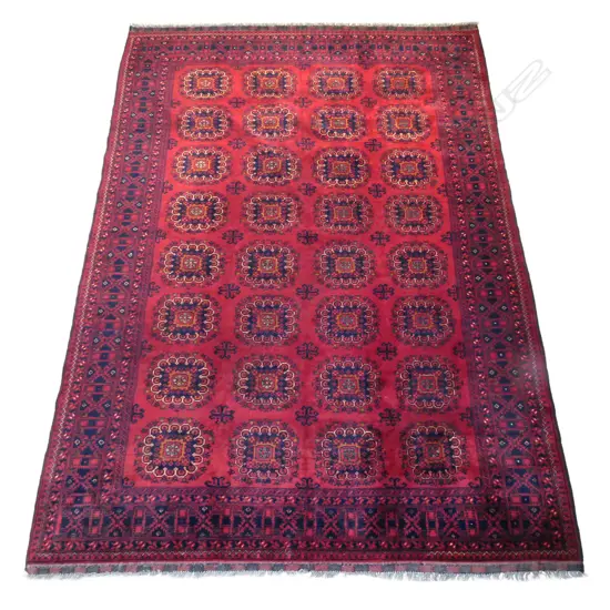 An Afghan Akhal Gul hand-knotted carpet,