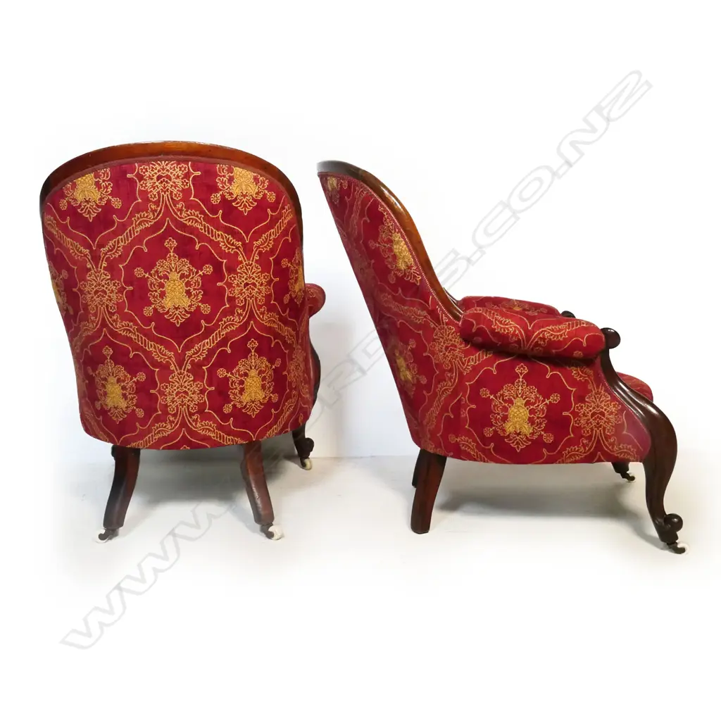A Pair of Victorian upholstered armchairs, Image 1++