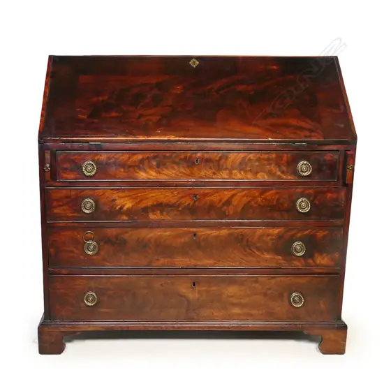 A Georgian mahogany drop front bureau,