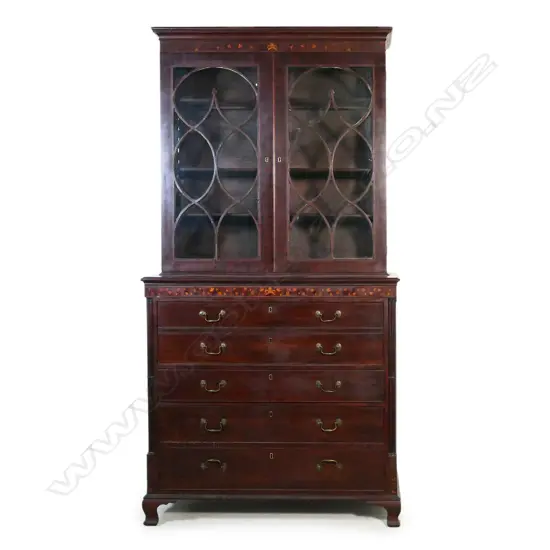 A Georgian mahogany secretaire bookcase,