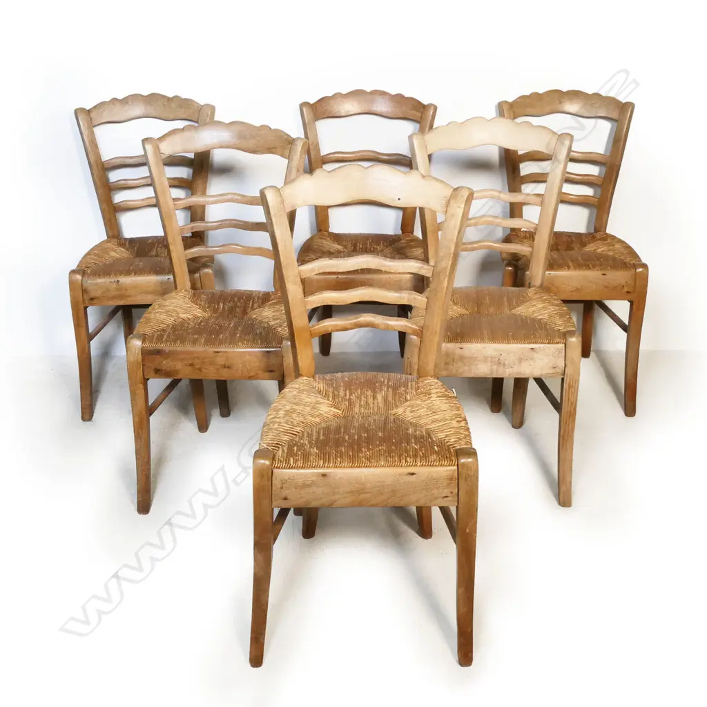 A set of six old French provincial cottage dining chairs, Image 1++