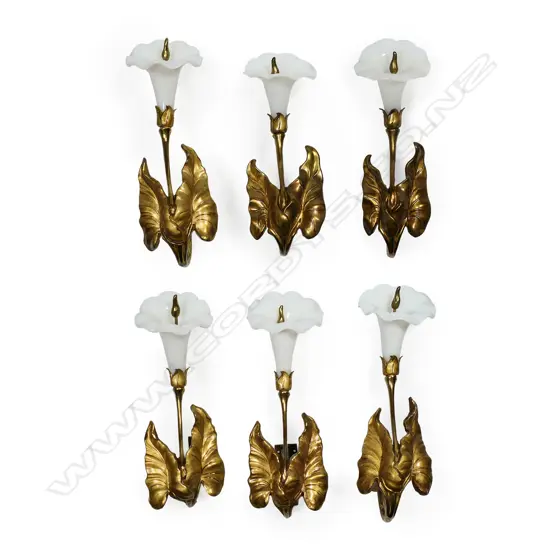 Three pairs of Victorian brass and glass curtain tie backs,