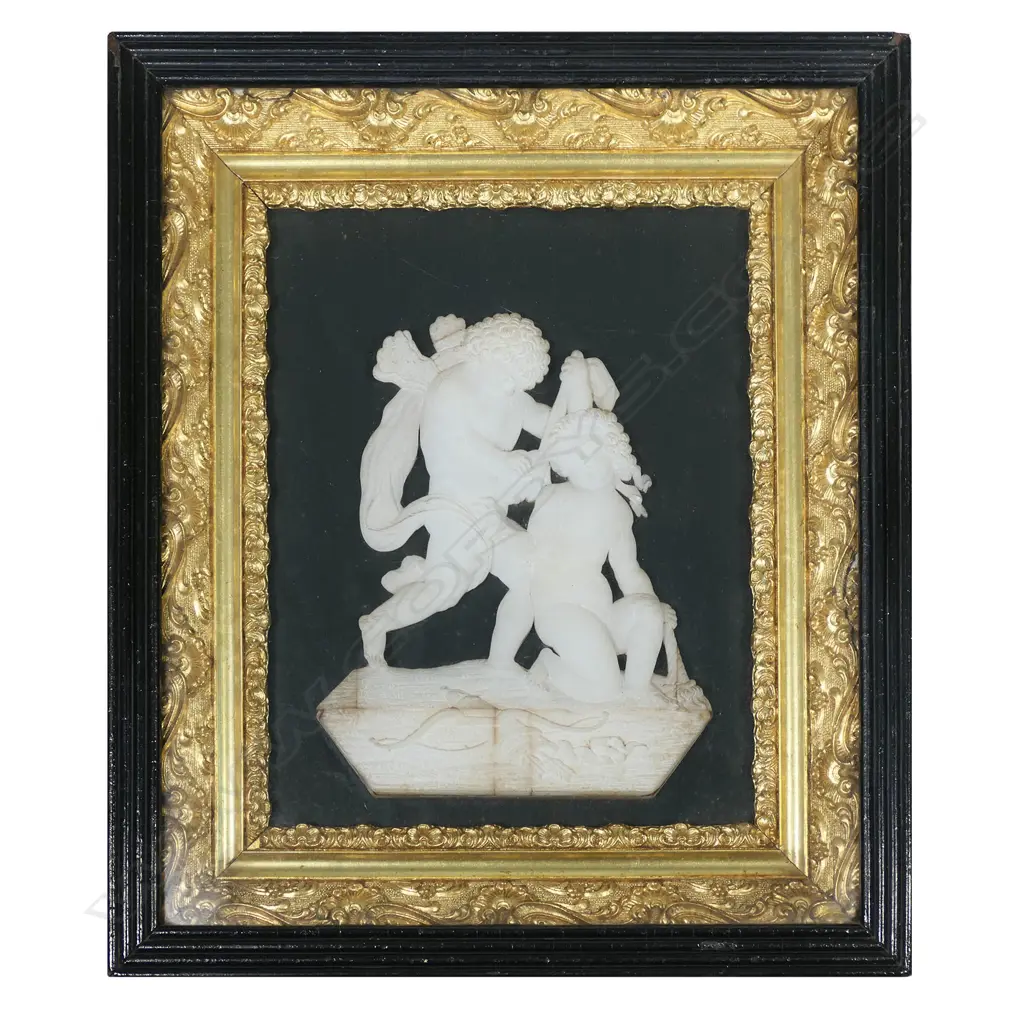A Victorian framed figure group, Image 1++