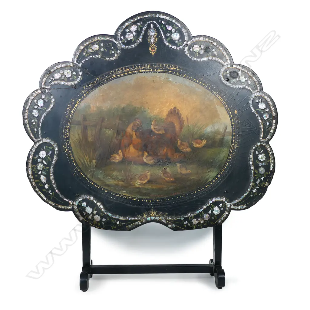 VICTORIAN PAPER MACHE SCREEN 670 x 700mm Image 1++