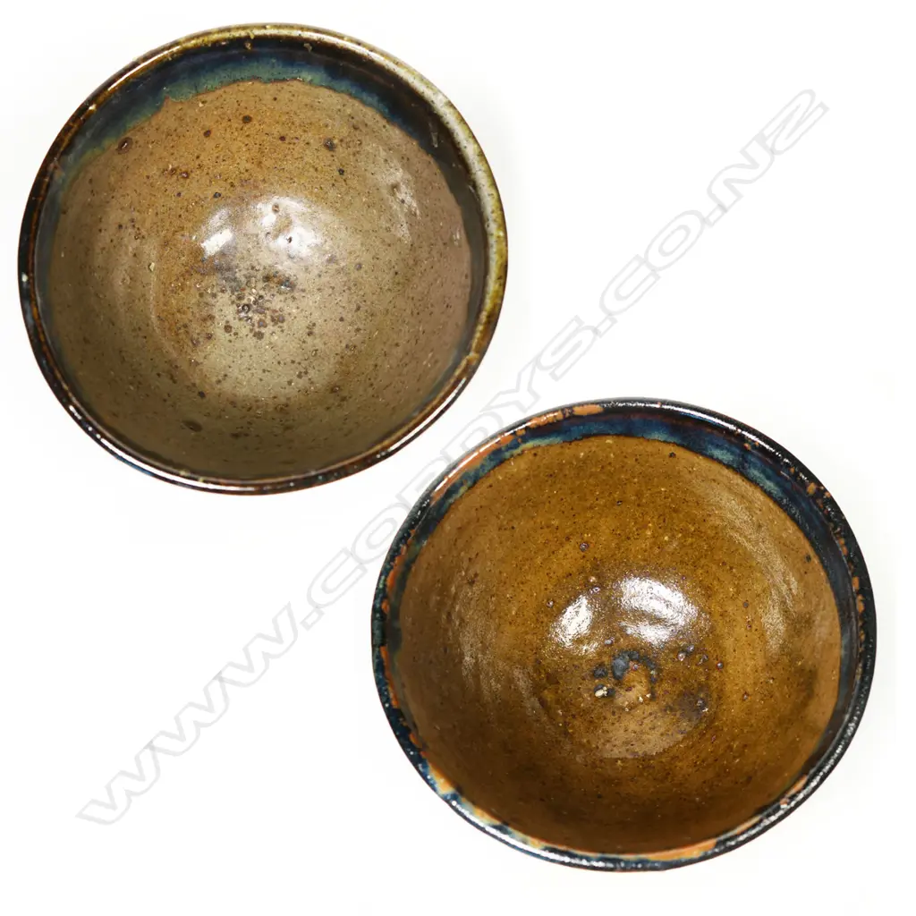 Barry Brickell (1935-2016) two pottery dark mottled glaze bowls, Image 1++