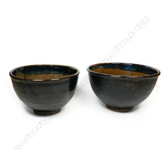 Barry Brickell (1935-2016) two pottery dark mottled glaze bowls,
