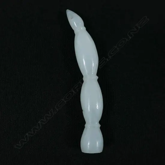 A Chinese carved white jade pod pendant,