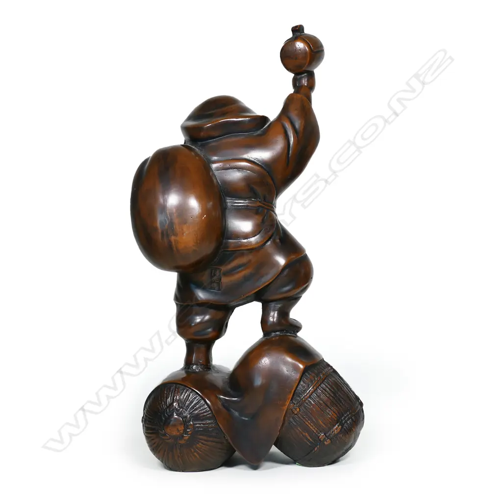 OLD LGE JAPANESE HOTEI FIGURE BRONZED IRON. H.660mm Image 1++