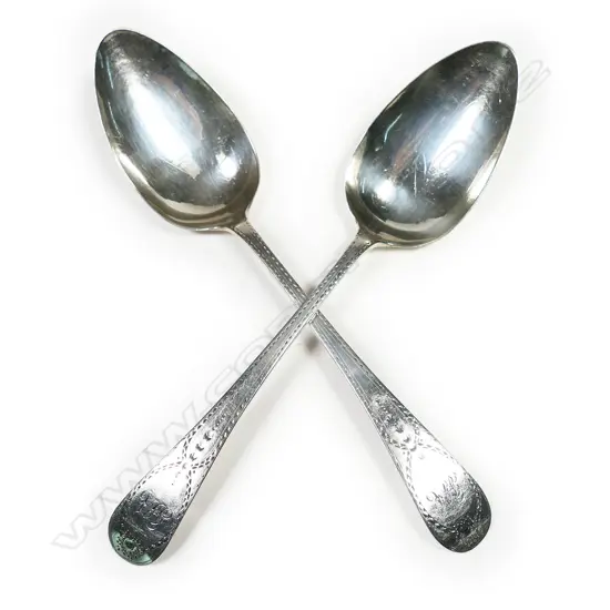 A pair of George III silver tablespoons,
