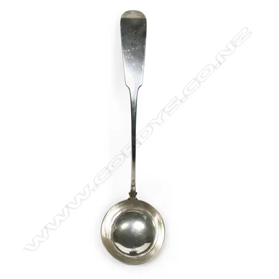 A William IV Scottish silver soup ladle,
