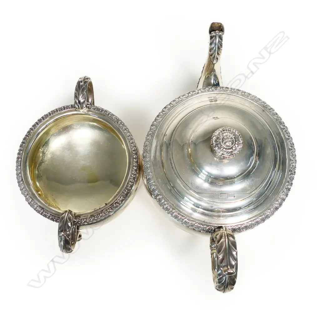 A George IV Scottish silver part tea set, Image 1++