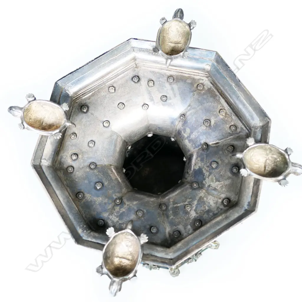 A large and impressive 19thC German silver plate lidded chalice, Image 1++