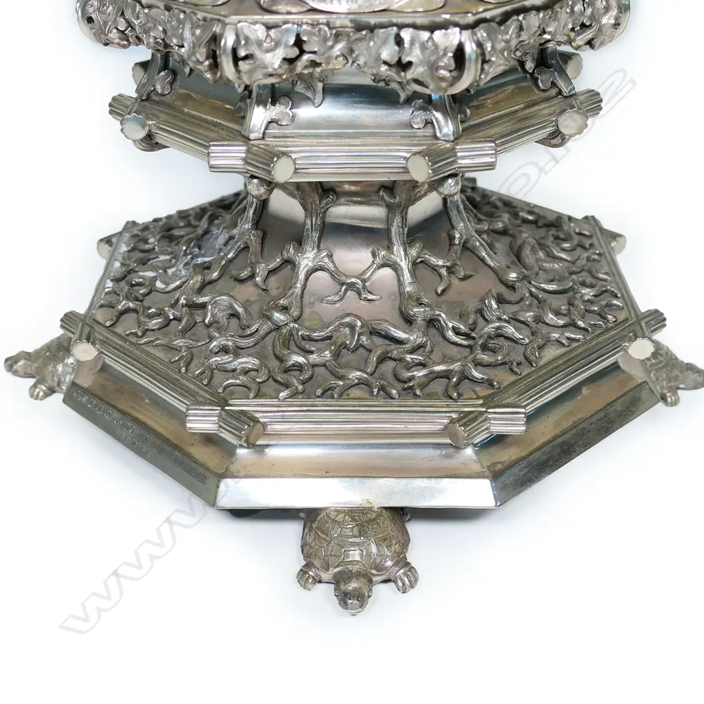 A large and impressive 19thC German silver plate lidded chalice, Image 1++