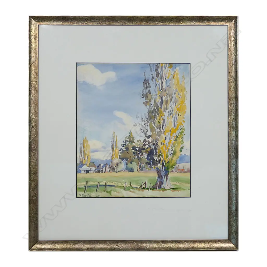 Margaret Rhodes (1921-) Autumn Poplars Otago'  - 260 x 215mm, Image 1++
