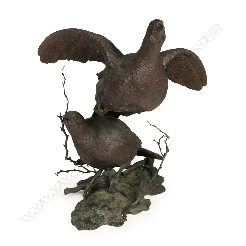 Rick Lewis (M.B.E. A.R.A) bronze sculpture of two pheasants, Image 1++
